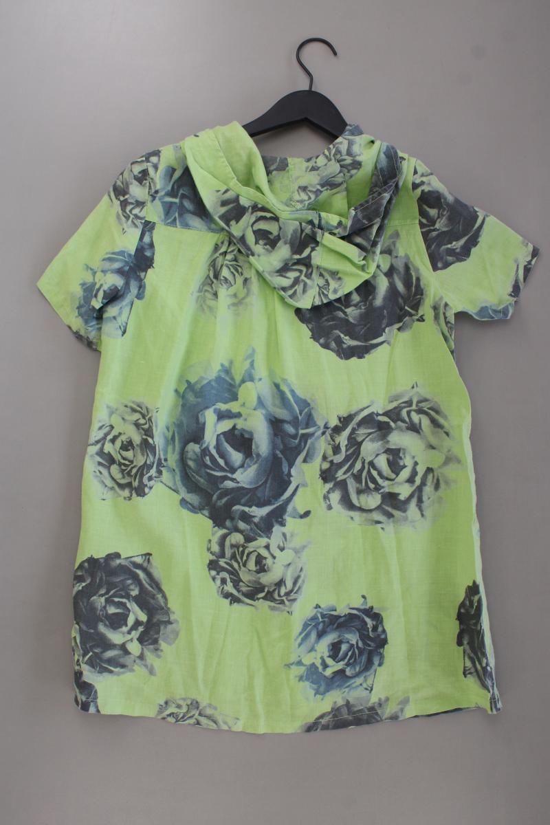 Julia Wang Kapuzencardigan aus Leinen Gr. S mit Blumenmuster Kurzarm grün