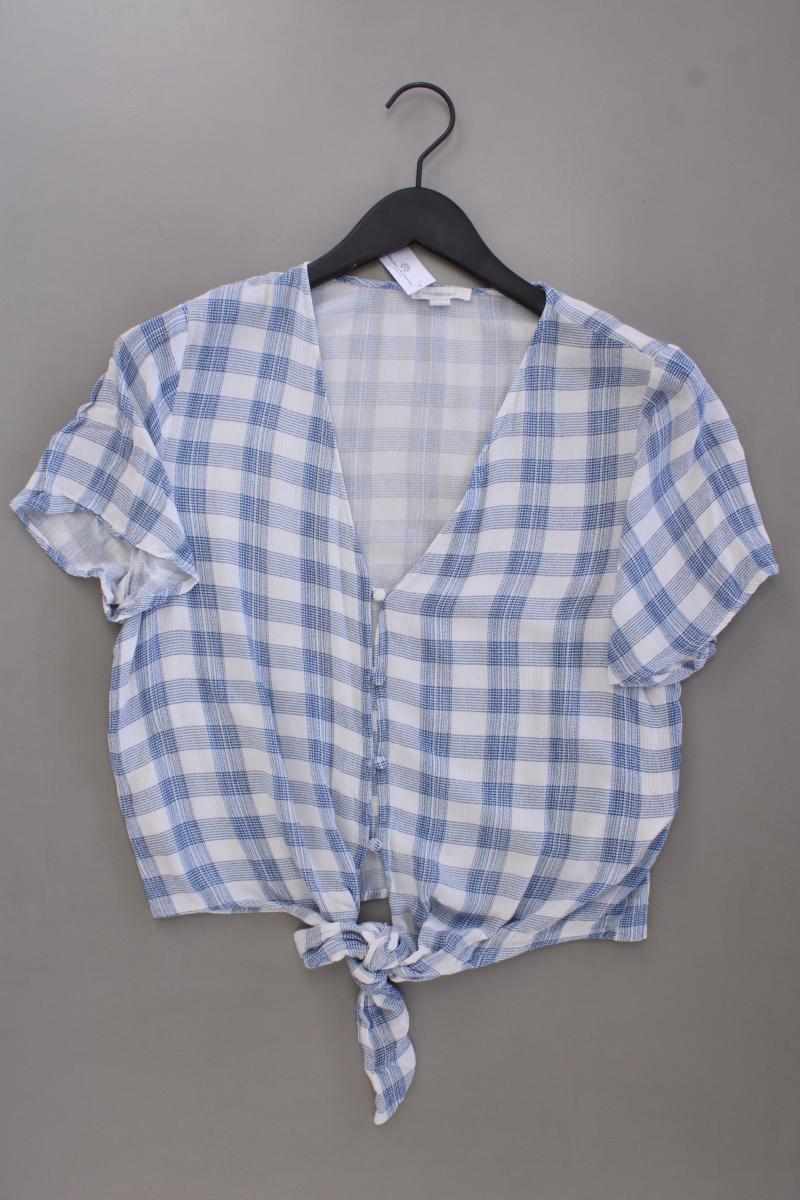 Springfield Karobluse Gr. 42 kariert Kurzarm blau aus Viskose