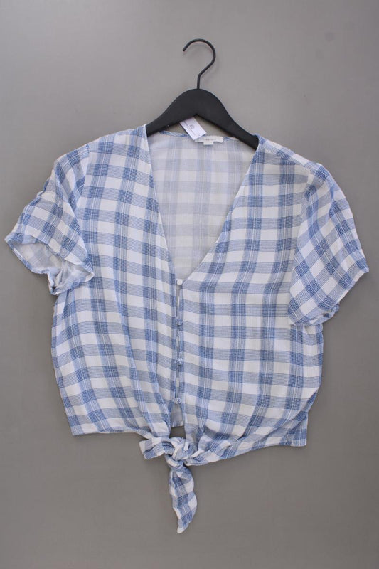 Springfield Karobluse Gr. 42 kariert Kurzarm blau aus Viskose