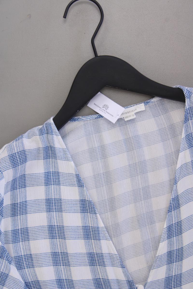 Springfield Karobluse Gr. 42 kariert Kurzarm blau aus Viskose