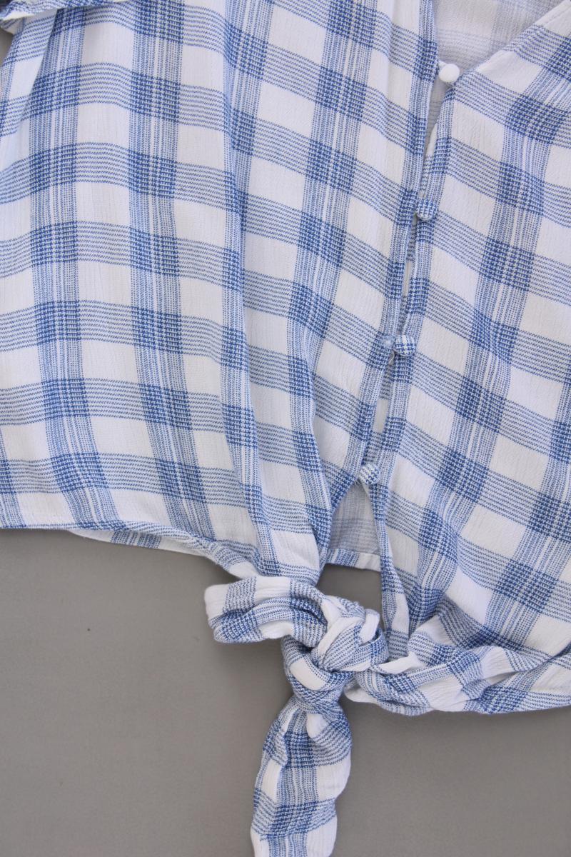 Springfield Karobluse Gr. 42 kariert Kurzarm blau aus Viskose