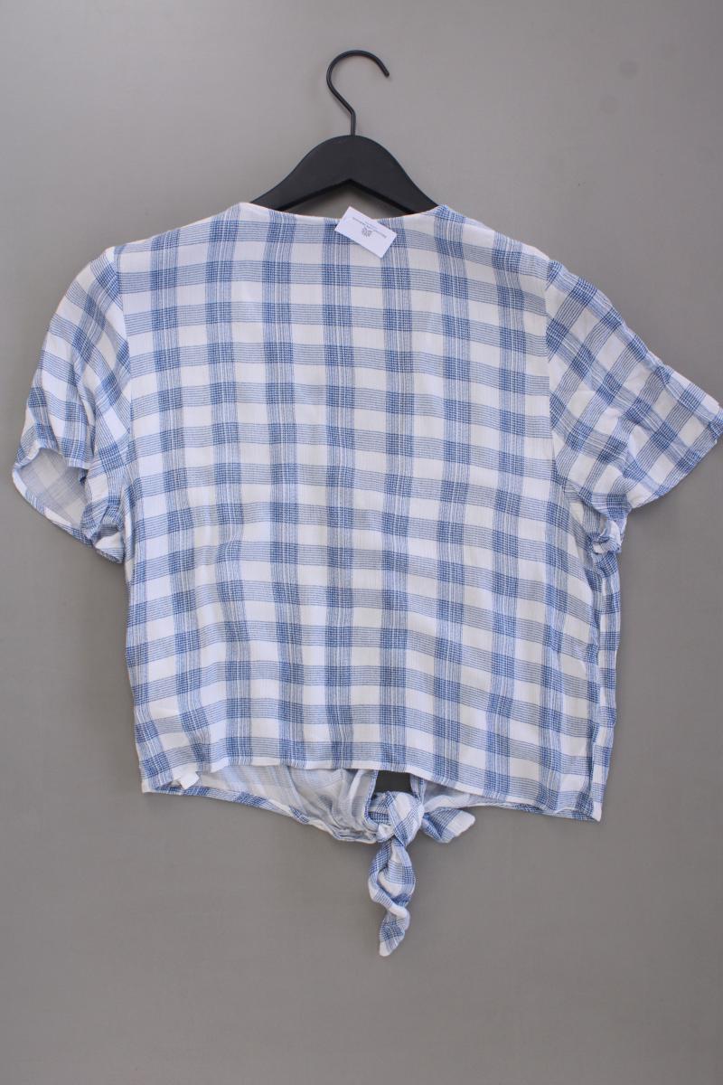 Springfield Karobluse Gr. 42 kariert Kurzarm blau aus Viskose