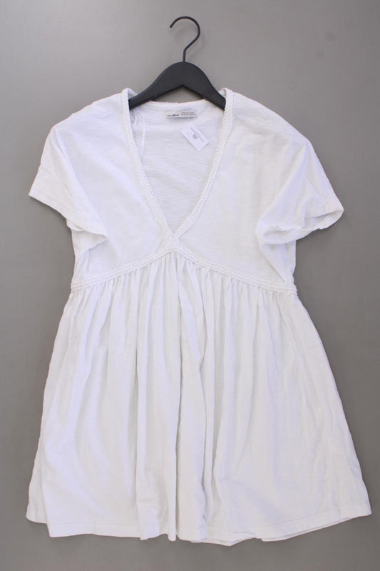 Pull&Bear Longshirt Gr. XS Kurzarm weiß aus Baumwolle