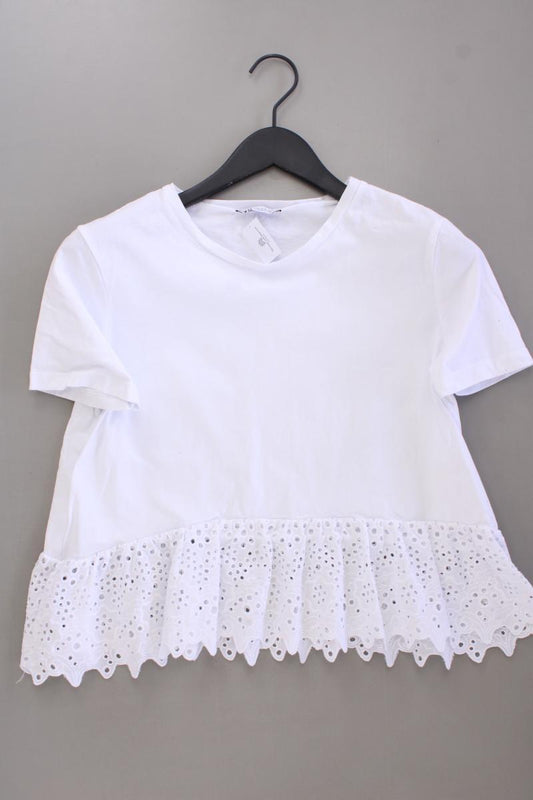 Zara T-Shirt Gr. M Kurzarm weiß aus Baumwolle