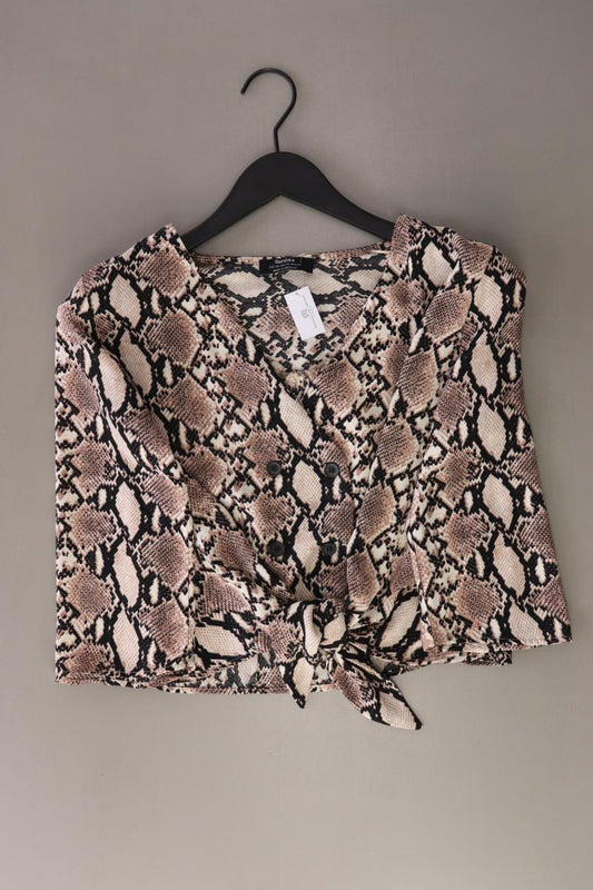 Bershka Regular Bluse Gr. XS mit Tierdruck 3/4 Ärmel creme aus Polyester
