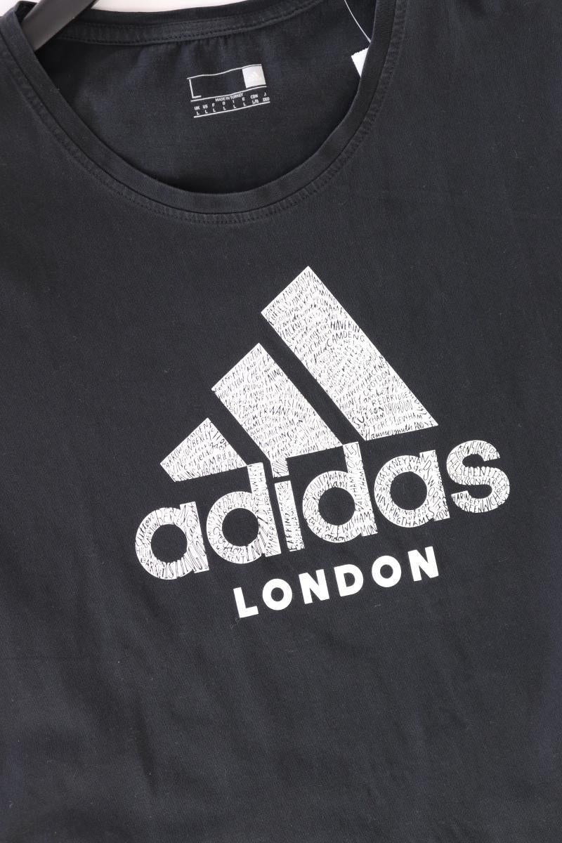 Adidas Printshirt Gr. L Kurzarm schwarz aus Baumwolle