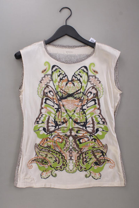 Marc Cain Seidenbluse Gr. 38 mit Tierdruck Ärmellos creme