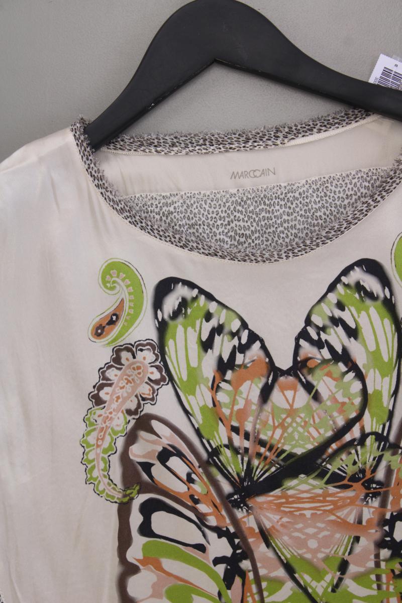 Marc Cain Seidenbluse Gr. 38 mit Tierdruck Ärmellos creme