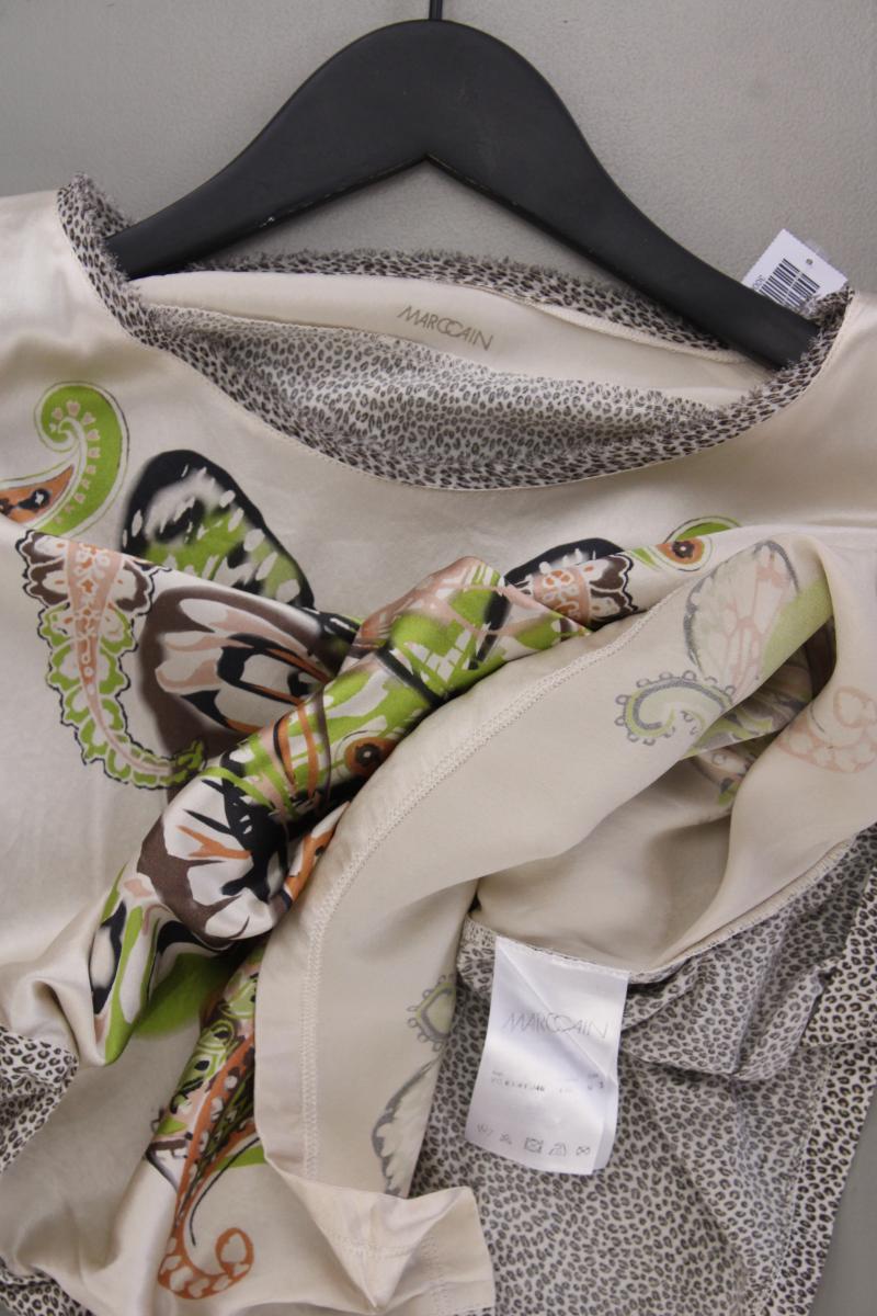 Marc Cain Seidenbluse Gr. 38 mit Tierdruck Ärmellos creme