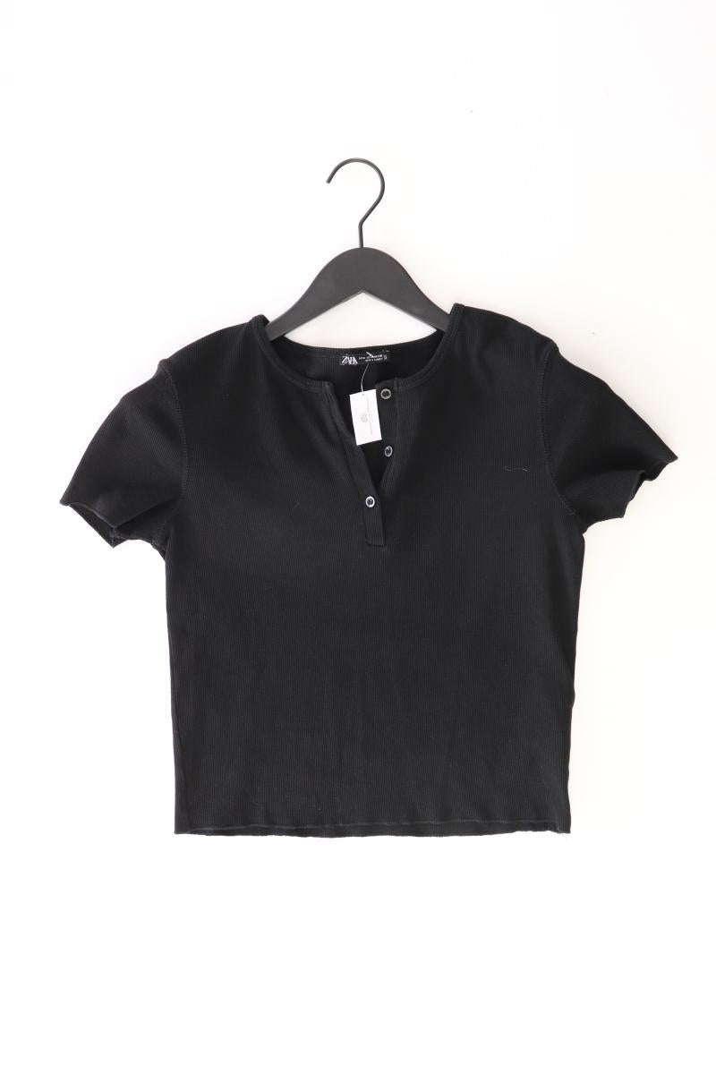 Zara Cropped Shirt Gr. M Kurzarm schwarz aus Baumwolle