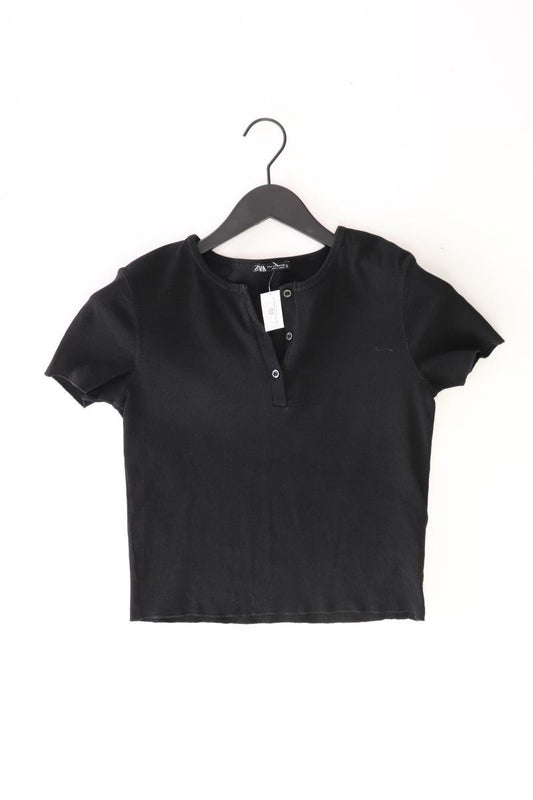 Zara Cropped Shirt Gr. M Kurzarm schwarz aus Baumwolle