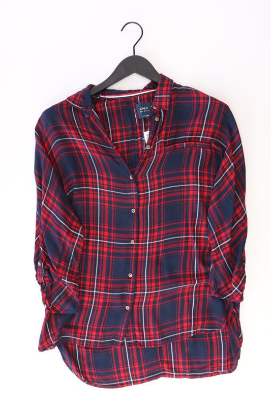 Only Bluse Gr. 36 kariert 3/4 Ärmel rot aus Baumwolle
