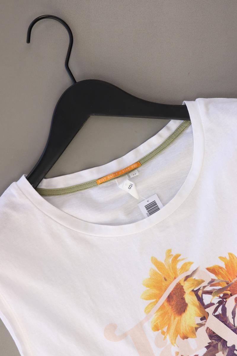 QS by s.Oliver Printshirt Gr. M Kurzarm weiß aus Baumwolle