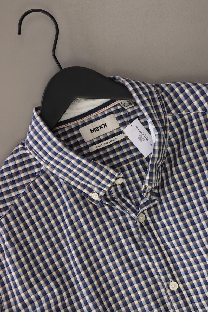 Mexx Karohemd für Herren Gr. XXL kariert Langarm blau aus Baumwolle