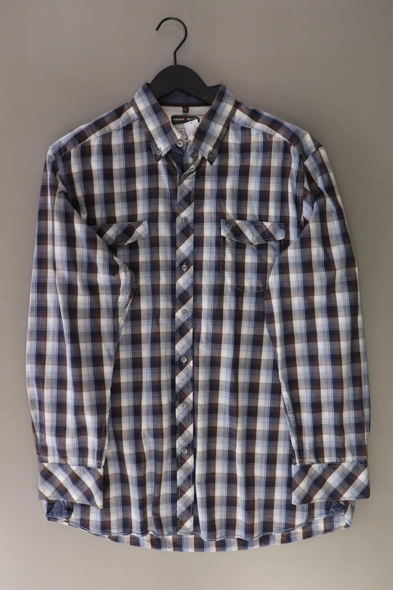 MARVELIS Karohemd für Herren Gr. XL kariert Langarm blau aus Baumwolle