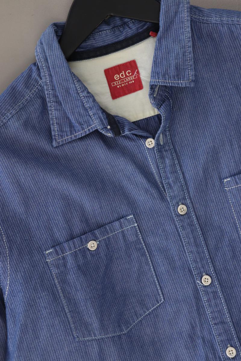 edc by Esprit Langarmhemd für Herren Gr. L blau aus Baumwolle