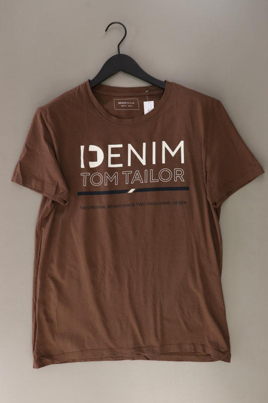 Tom Tailor (Denim) Printshirt für Herren Gr. XL Kurzarm braun aus Baumwolle