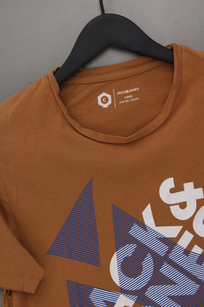 Jack & Jones Printshirt für Herren Gr. M Kurzarm braun aus Baumwolle
