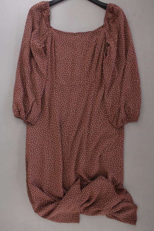 New Look Langarmkleid Gr. 44 gepunktet mit Carmen-Ausschnitt braun aus Viskose