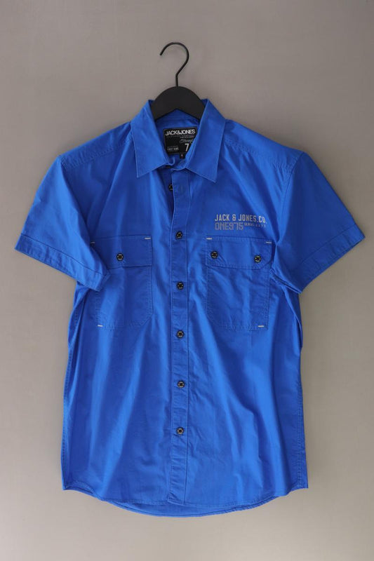 Jack & Jones Kurzarmhemd für Herren Gr. M blau aus Baumwolle