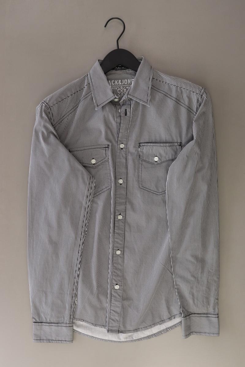 Jack & Jones Langarmhemd für Herren Gr. S gestreift grau aus Baumwolle