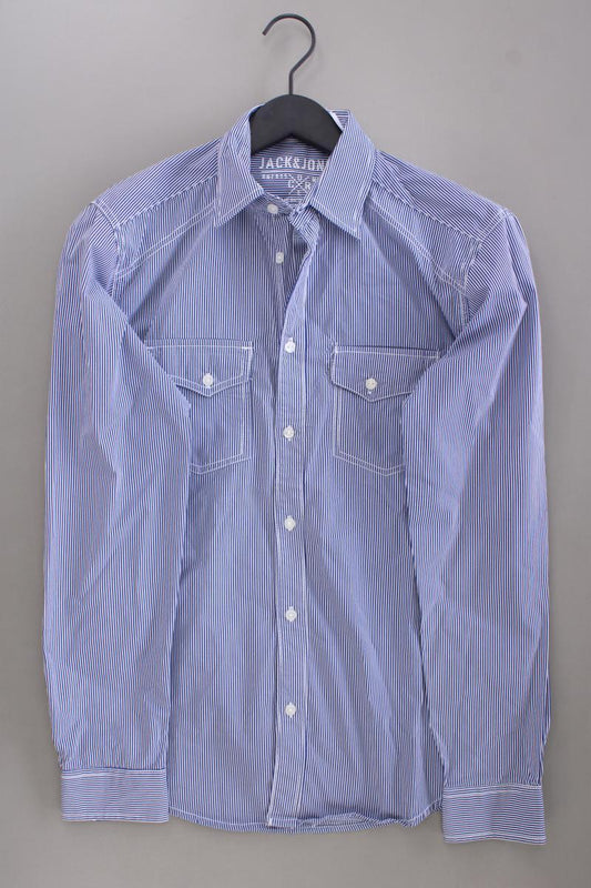 Jack & Jones Langarmhemd für Herren Gr. S gestreift blau aus Baumwolle