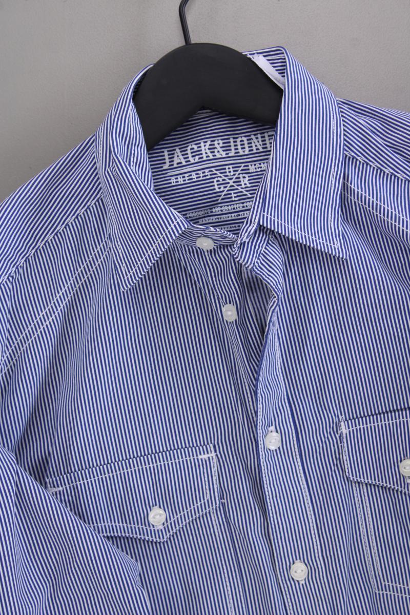 Jack & Jones Langarmhemd für Herren Gr. S gestreift blau aus Baumwolle