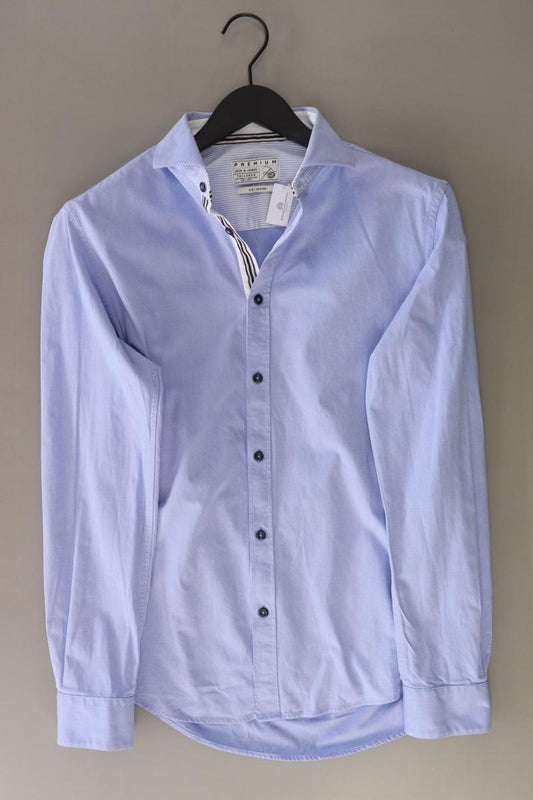 Jack & Jones Langarmhemd für Herren Gr. M blau aus Baumwolle
