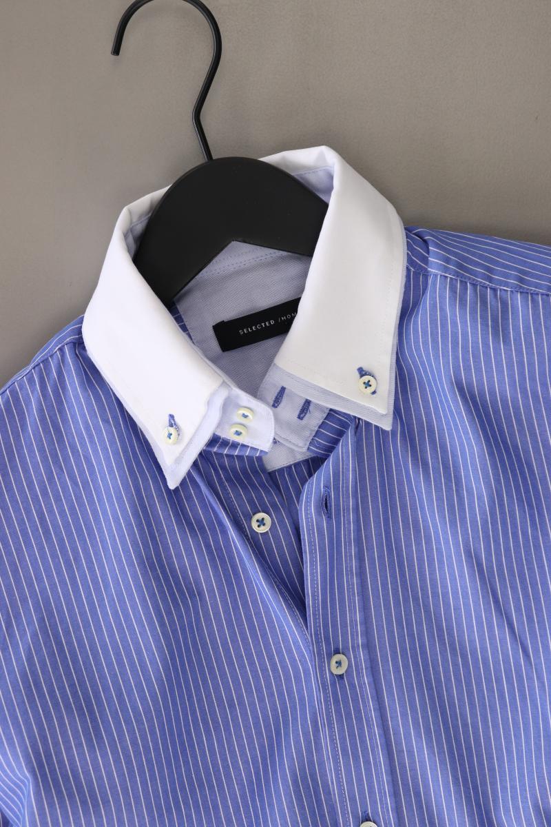 Selected Homme Langarmhemd für Herren Gr. S gestreift blau aus Baumwolle