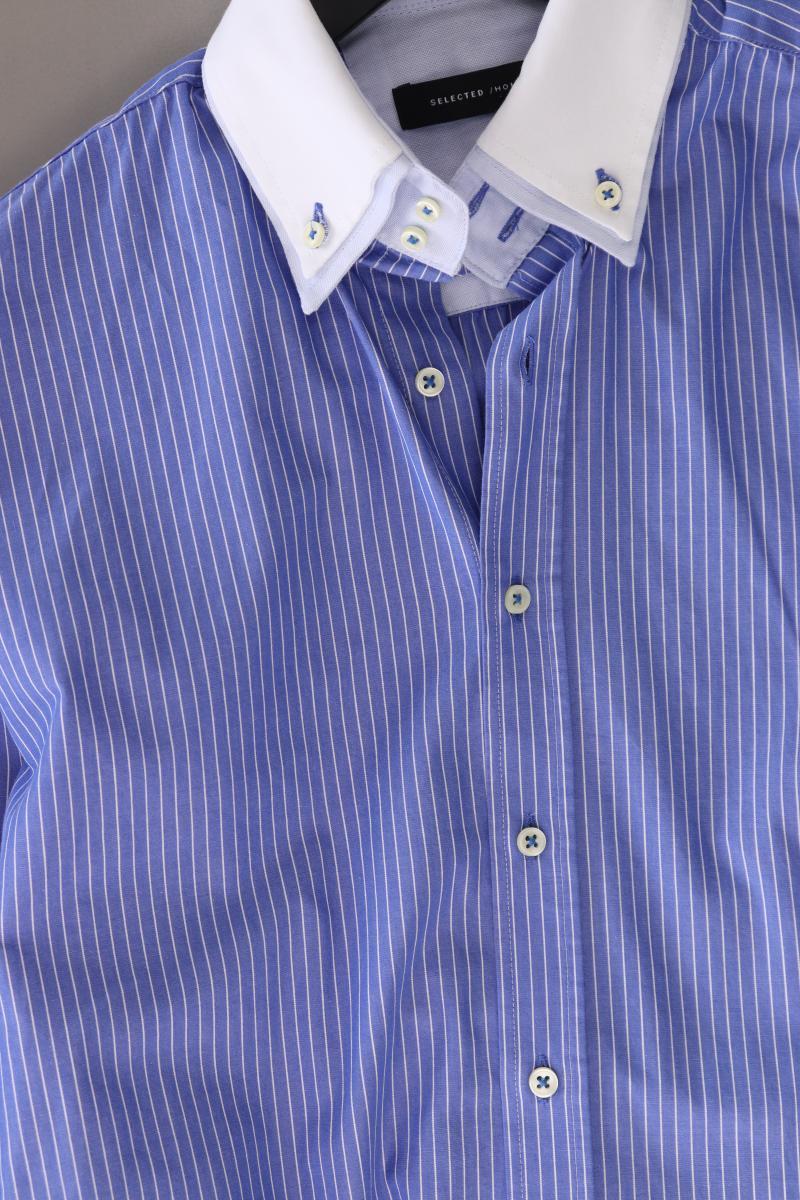 Selected Homme Langarmhemd für Herren Gr. S gestreift blau aus Baumwolle
