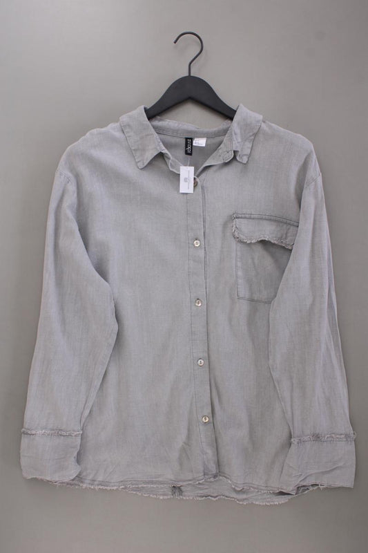 H&M Divided Bluse mit Leinen Gr. L Langarm grau aus Viskose
