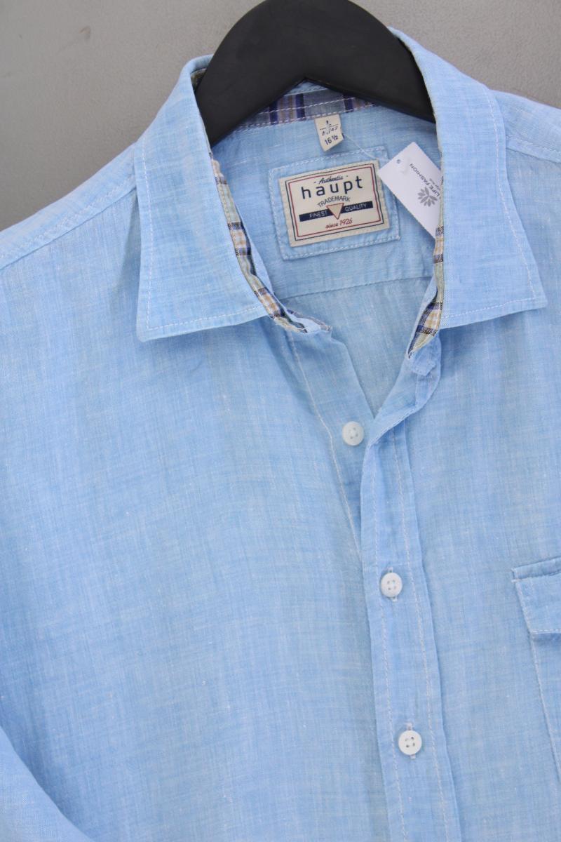 Haupt Hemd mit Leinen für Herren Gr. Hemdgröße 41/42 Kurzarm blau