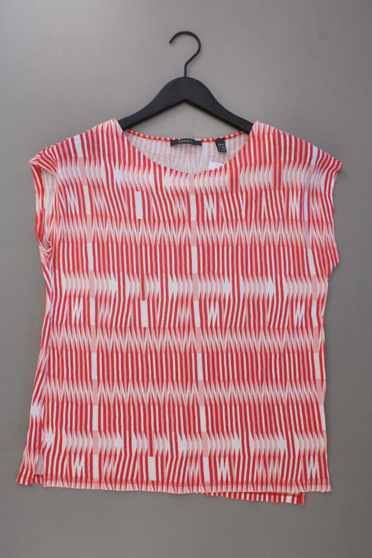 Esprit Printshirt Gr. XL geometrisches Muster neuwertig Kurzarm rot aus Viskose