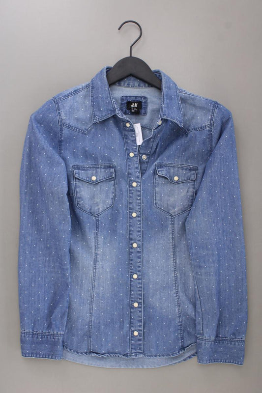 H&M Jeansbluse Gr. 38 Langarm blau aus Baumwolle