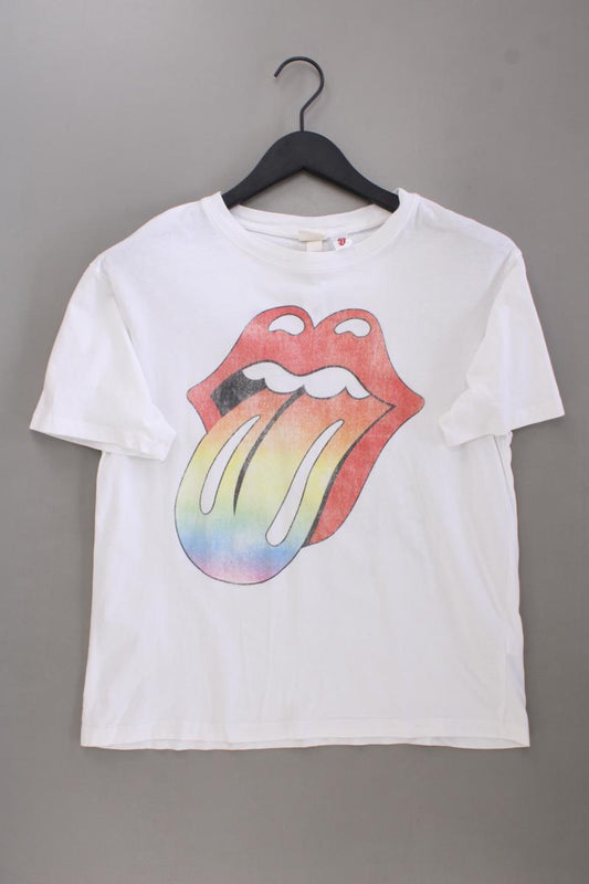 H&M L.O.G.G Printshirt für Herren Gr. S Kurzarm weiß aus Baumwolle