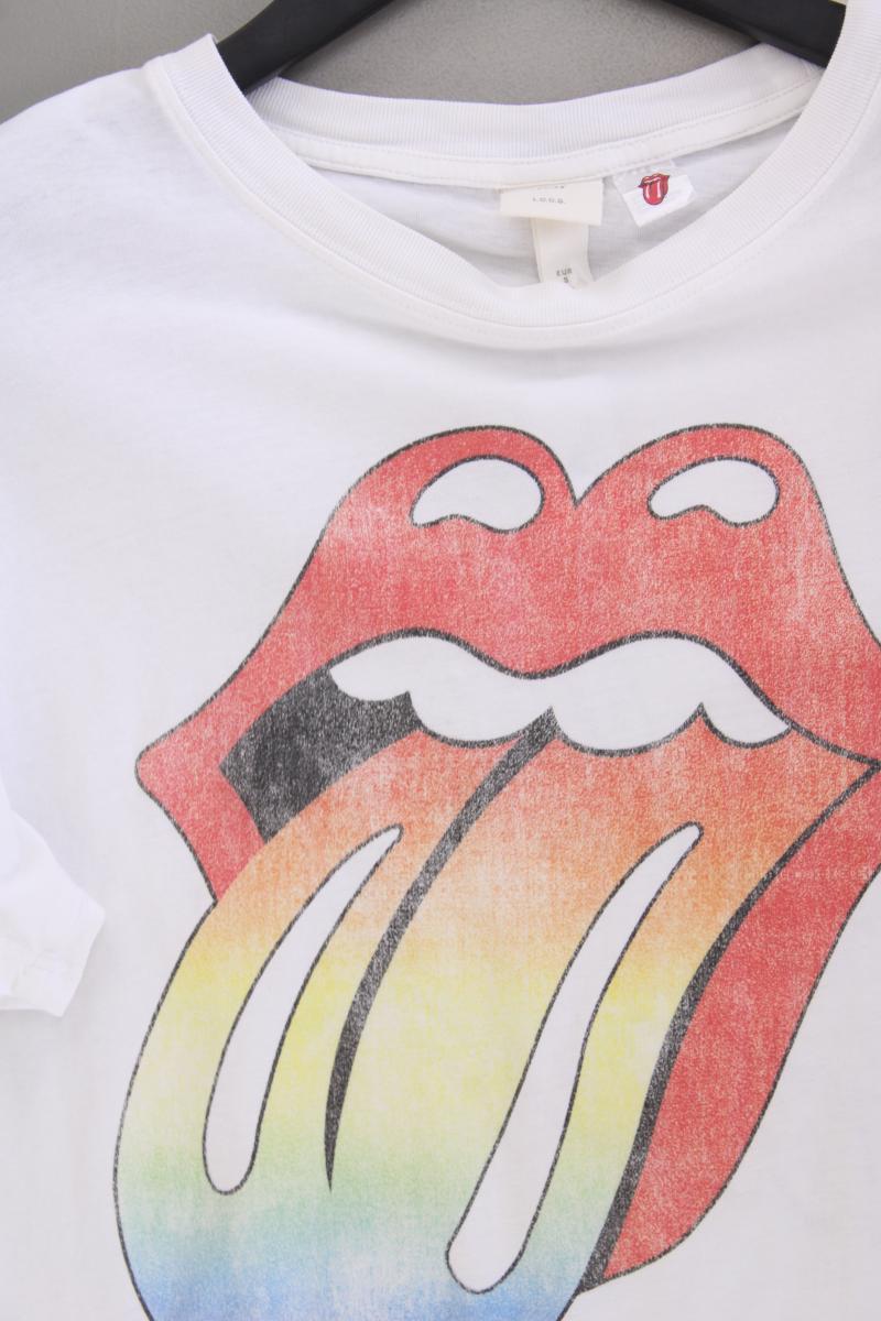 H&M L.O.G.G Printshirt für Herren Gr. S Kurzarm weiß aus Baumwolle