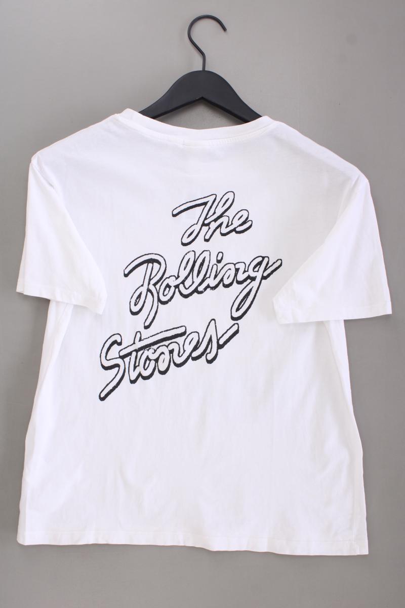 H&M L.O.G.G Printshirt für Herren Gr. S Kurzarm weiß aus Baumwolle