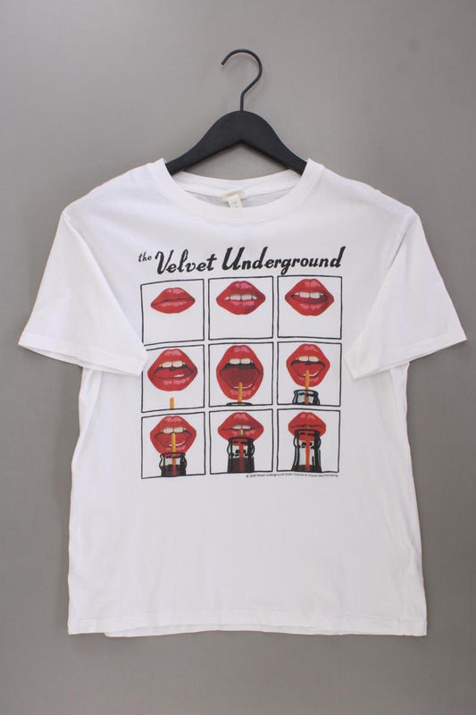 H&M L.O.G.G Printshirt für Herren Gr. S Kurzarm weiß aus Baumwolle
