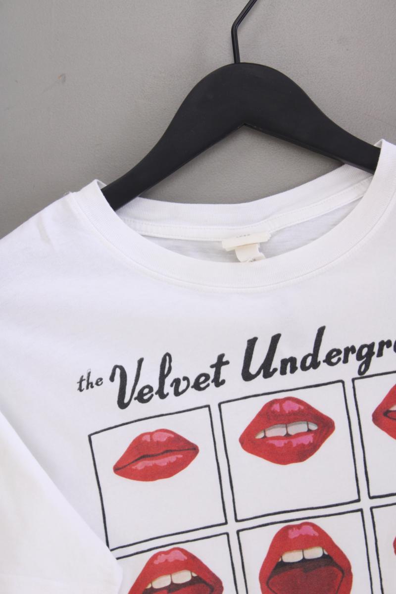 H&M L.O.G.G Printshirt für Herren Gr. S Kurzarm weiß aus Baumwolle