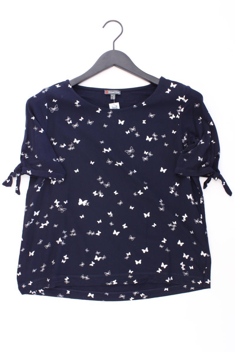 Street One Shirt mit Schmetterlingmuster Gr. 36 Kurzarm blau
