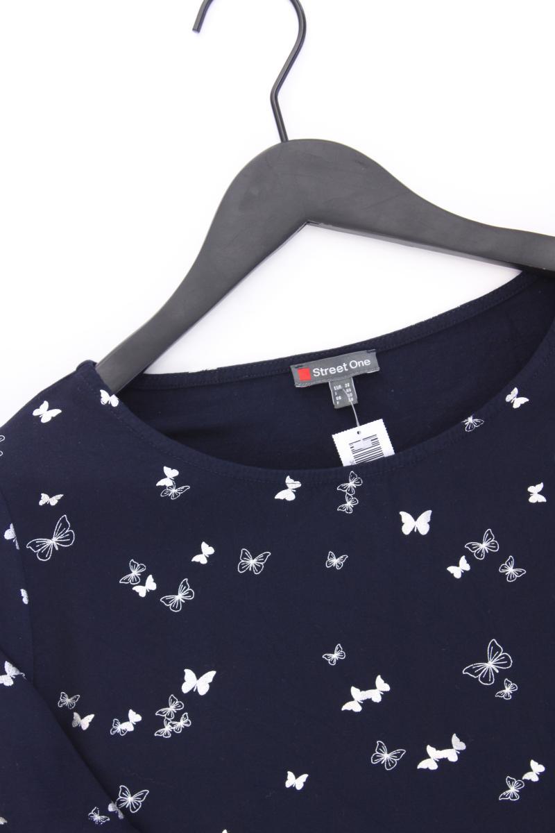 Street One Shirt mit Schmetterlingmuster Gr. 36 Kurzarm blau