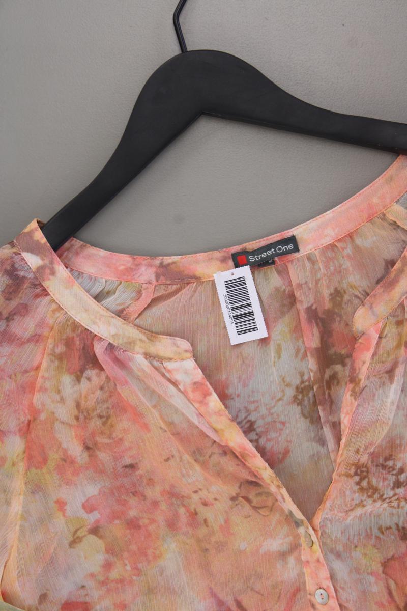 Street One Classic Bluse Gr. 38 mit Blumenmuster neuwertig 3/4 Ärmel orange