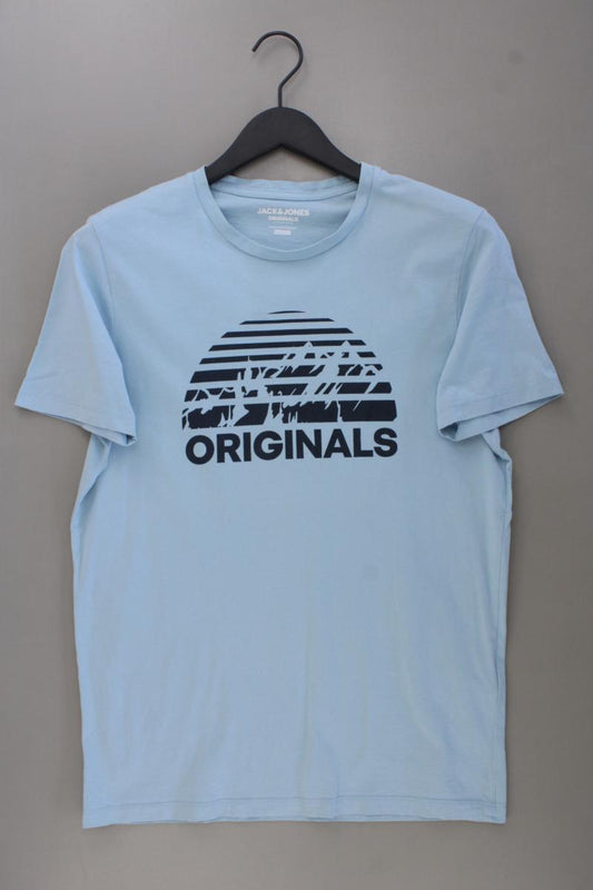 Jack & Jones Printshirt für Herren Gr. M Kurzarm blau aus Baumwolle