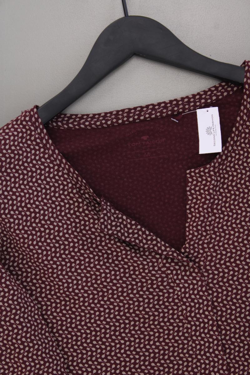 Tom Tailor Shirt mit V-Ausschnitt Gr. M geometrisches Muster 3/4 Ärmel rot