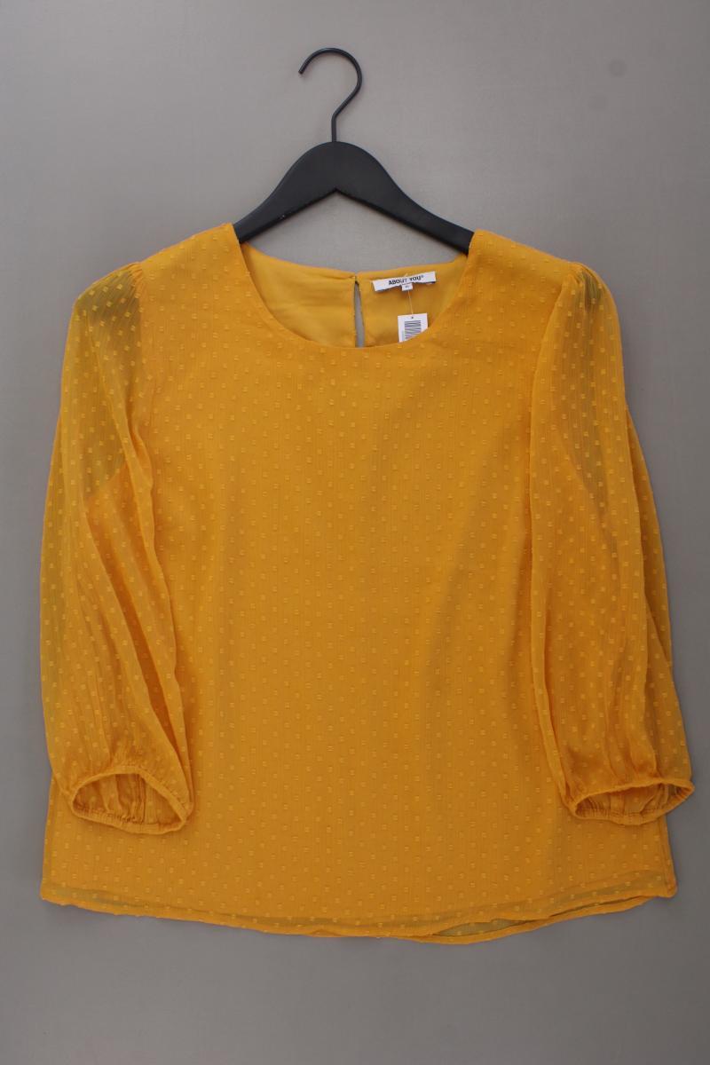 About You Chiffonbluse Gr. 42 neuwertig 3/4 Ärmel gelb aus Polyester