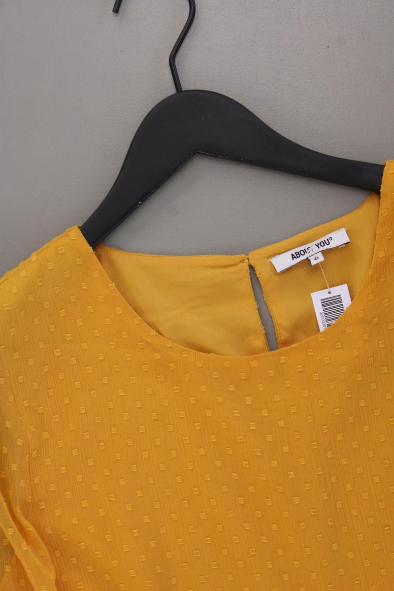 About You Chiffonbluse Gr. 42 neuwertig 3/4 Ärmel gelb aus Polyester