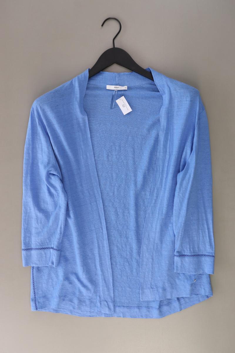 Brax Strickjacke Gr. 40 3/4 Ärmel blau aus Leinen