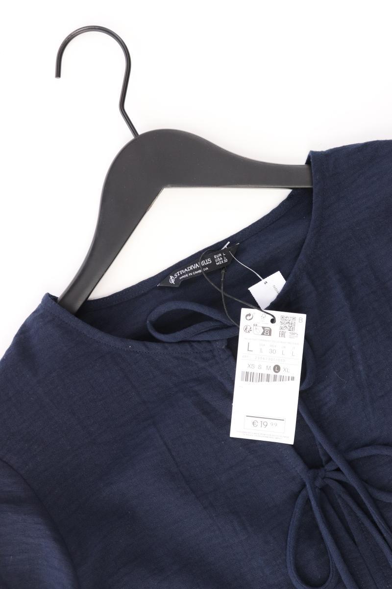 Stradivarius Langarmkleid Gr. L neu mit Etikett blau aus Baumwolle