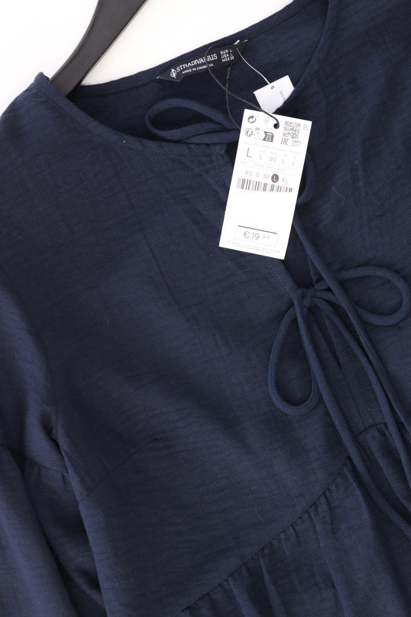 Stradivarius Langarmkleid Gr. L neu mit Etikett blau aus Baumwolle