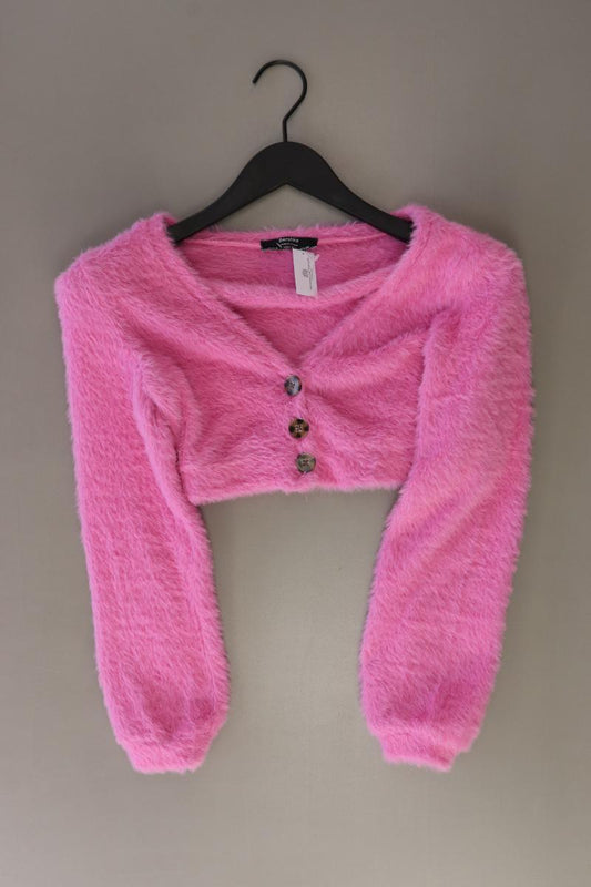 Bershka Cropped Cardigan Gr. S Langarm rosa aus Polyester